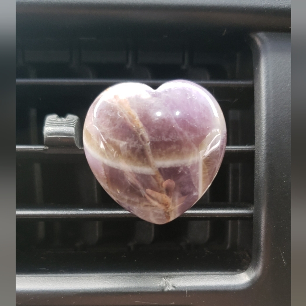 Amethyst heart stone car clip